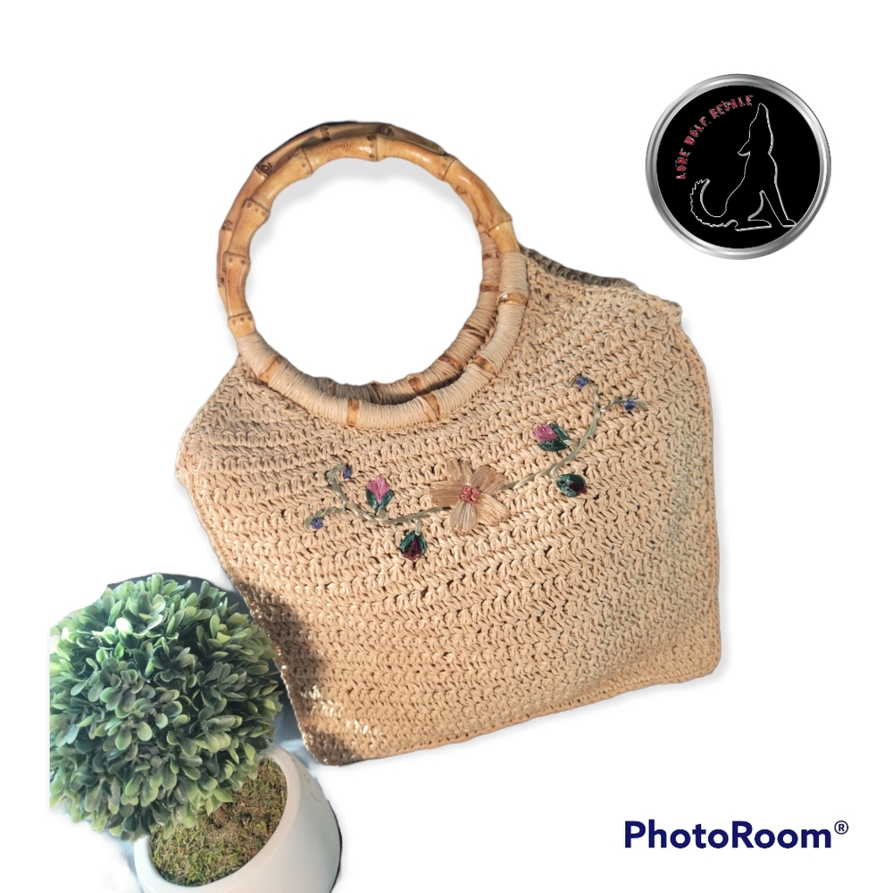 Scala Girl Woven Purse Small With Flowers